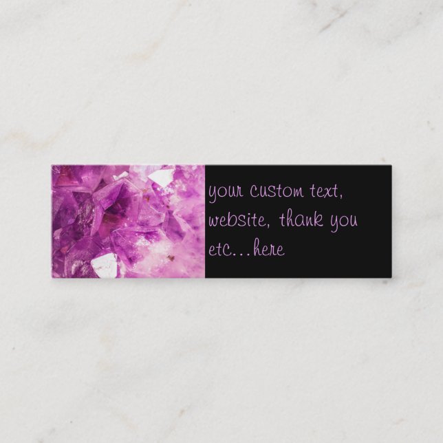 Amethyst Gemstone Image Shiny and Sparkly Mini Business Card (Front)