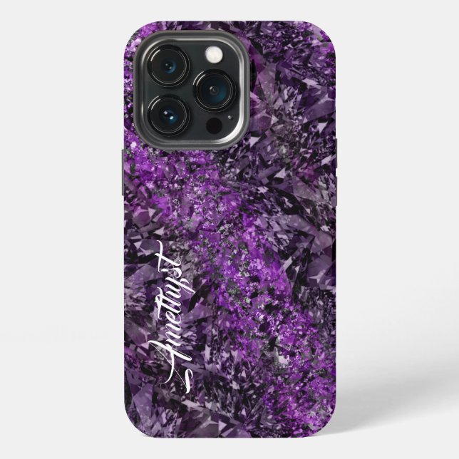 Amethyst Gemstone with Name Case-Mate iPhone Case (Back)