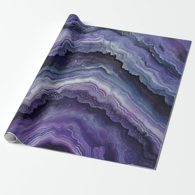 Amethyst Geode Fluid Pour Wrapping Paper (Unrolled)