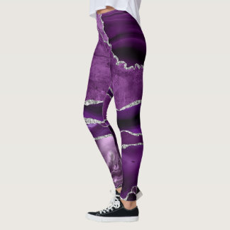 Amethyst Geode Sparkle Band Violet Purple Leggings