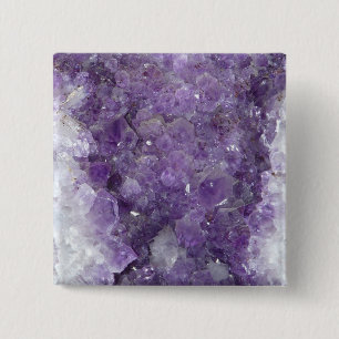 Amethyst Geode - Violet Crystal Gemstone 15 Cm Square Badge