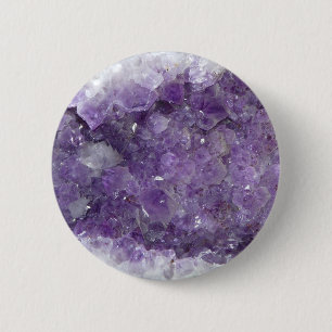 Amethyst Geode - Violet Crystal Gemstone 6 Cm Round Badge