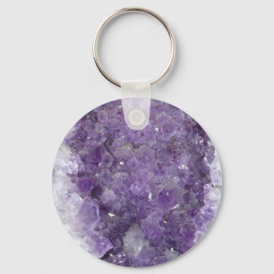 Amethyst Geode - Violet Crystal Gemstone Key Ring