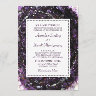 Amethyst Geode   Violet Wedding Invitation