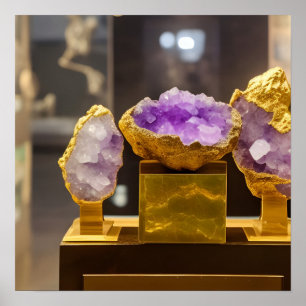 Amethyst Geodes Museum Display Digital Art Poster