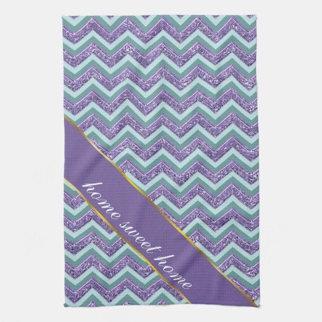 Amethyst Glass Zigzag Pattern Tea Towel (Vertical)