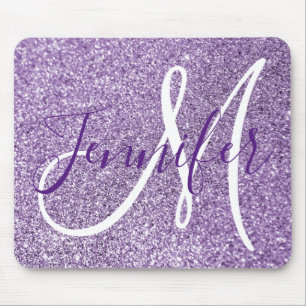 Amethyst Glitter Photo Personalised Monogram Mouse Pad