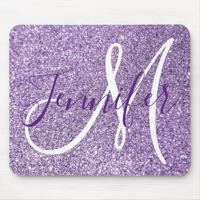 Amethyst Glitter Photo Personalised Monogram Mouse Pad (Front)