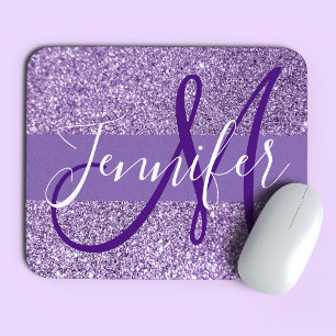 Amethyst Glitter Photo Personalised Monogram Mouse Pad