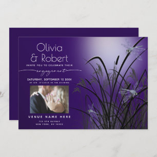 Amethyst Glow Engagement Moonlight Dragonfly Invitation