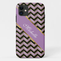Amethyst Gold Black Zigzag Pattern