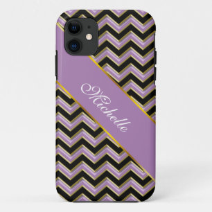 Amethyst Gold Black Zigzag Pattern Case-Mate iPhone Case