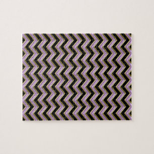 Amethyst Gold Black Zigzag Pattern Jigsaw Puzzle