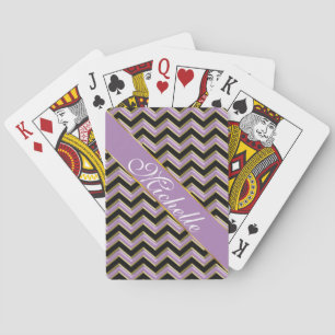 Amethyst Gold Black Zigzag Pattern Playing Cards