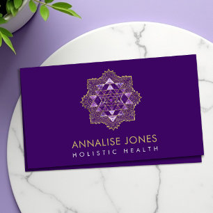 Amethyst & Gold  Sri Yantra  / Sri Chakra in Lotus Business Card