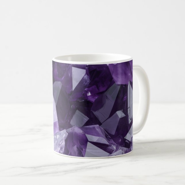 Amethyst Healing Crystal Cluster Coffee Mug (Front Right)