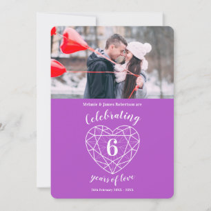 Amethyst heart anniversary 6 years photo invites