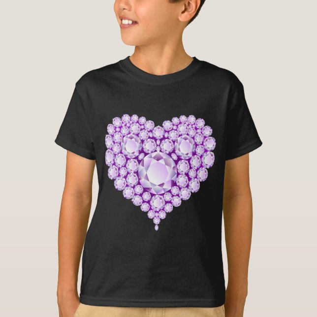 Amethyst Heart Gems T-Shirt (Front)