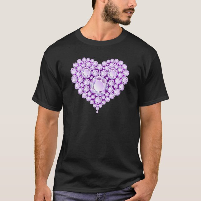 Amethyst Heart Gems T-Shirt (Front)