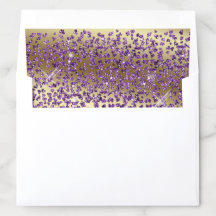Amethyst Hearts Glitter on Gold Quinceañera