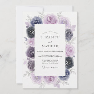 Amethyst Indigo Painted Wedding Invitation