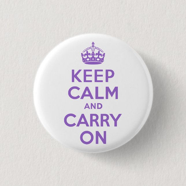 Amethyst Keep Calm and Carry On 3 Cm Round Badge (Front)