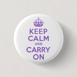 Amethyst Keep Calm and Carry On 3 Cm Round Badge