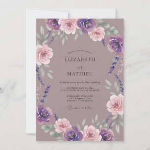 Amethyst Lilac Mauve Peony Wedding Invitation