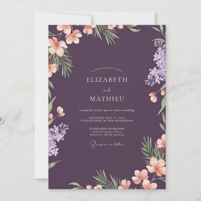 Amethyst Lilac Wildflower Wedding Invitation (Front)