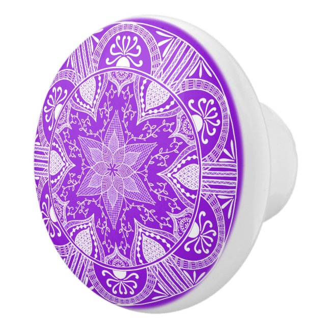 Amethyst Mandala Ceramic Knob (Right)
