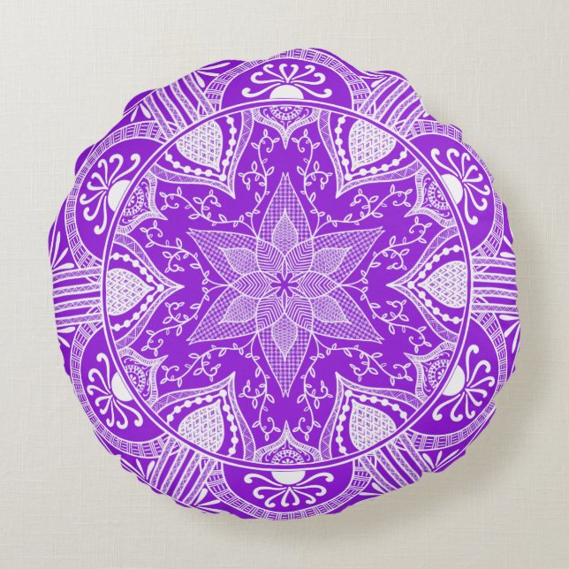 Amethyst Mandala Round Cushion (Back)