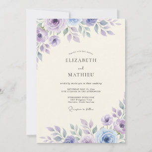 Amethyst Mauve Leafy Wedding Invitation