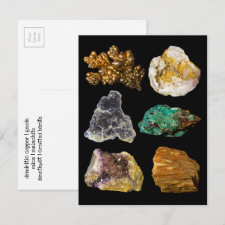 Amethyst Mica Copper Barite Malachite Geode Rocks  Postcard