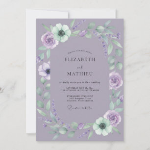 Amethyst Mint Blossom Wedding Invitation