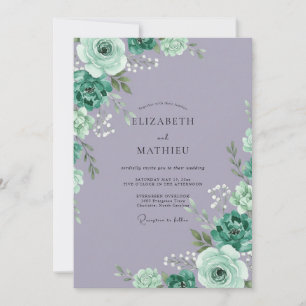 Amethyst Mint Succulent Eucalyptus Wedding Invitation