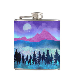 Amethyst Mist Mountains Hip Flask