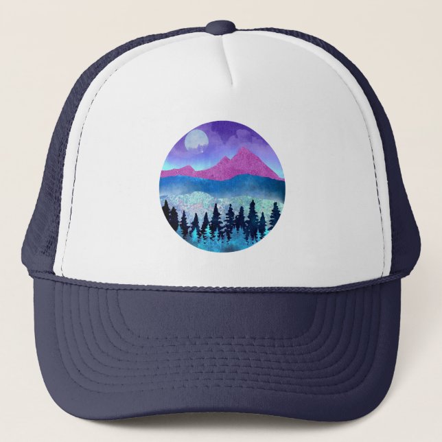 Amethyst Mist Mountains Trucker Hat (Front)