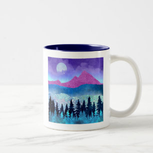 Amethyst Mist Mountains Two-Tone Coffee Mug