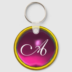 AMETHYST  MONOGRAM ,pink  yellow Key Ring
