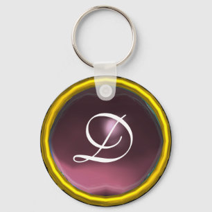 AMETHYST  MONOGRAM ,pink  yellow Key Ring