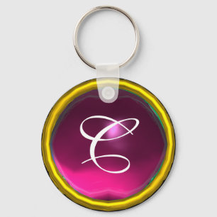 AMETHYST  MONOGRAM ,pink  yellow Key Ring