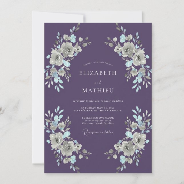 Amethyst Moody Winter Wedding Invitation (Front)