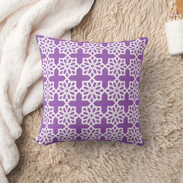 Amethyst Moroccan Star Pattern Tile Throw Pil Cushion (Blanket)