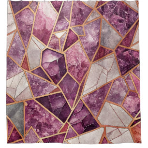 Amethyst Mosaic – Cracked Glass - Purple Shower Curtain