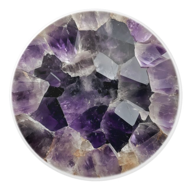 Amethyst Natural Gem Pattern Ceramic Knob (Front)