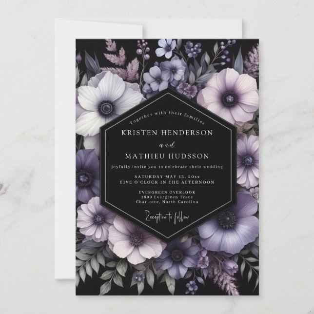 Amethyst Nocturne Bloom Wedding Invitation (Front)