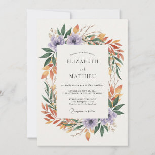 Amethyst Ochre Wreath Wedding Invitation