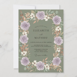 Amethyst Olive Rose Wedding Invitation