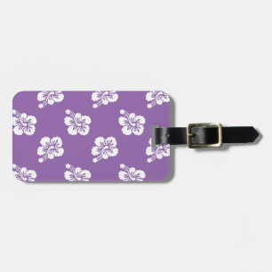 Amethyst Orchid and White Hibiscus Floral Luggage Tag