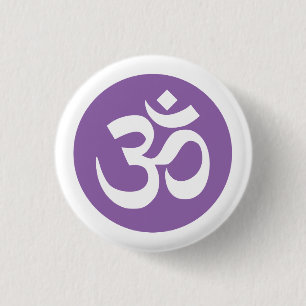 Amethyst Orchid and White Om Symbol Badge